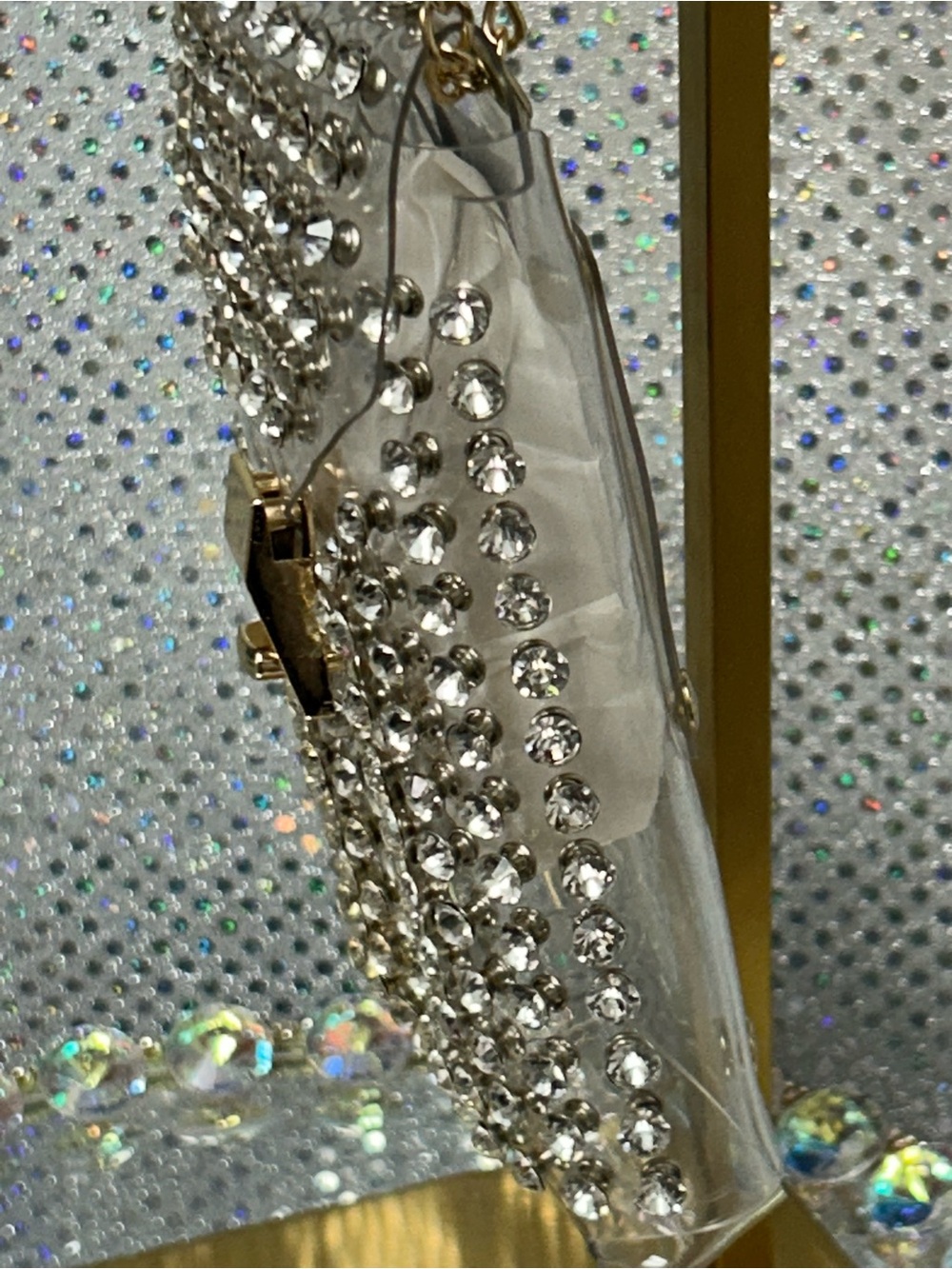 Nicole Clear Crystal-Studded Phone Crossbody Bag & a Clear Belt Approx. 4.5 x 7 - Picture 6 of 10